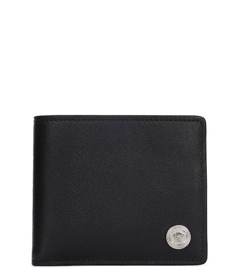 cartera de hombre versace|Versace: Cartera bifold negra en piel Hombre .